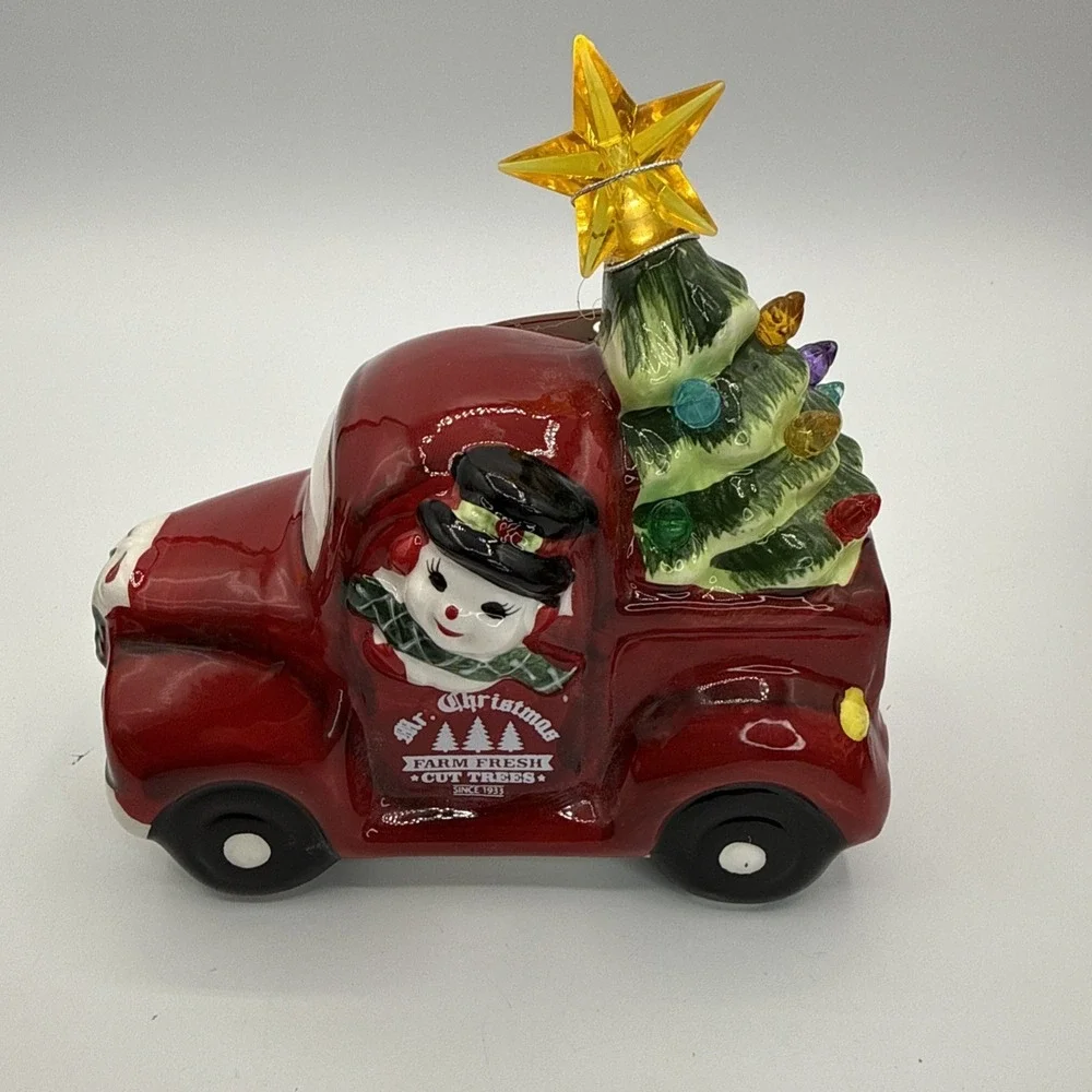 Mr Christmas Red Truck Farm Fresh Trees Set of 6 Lighted Tree‎ Top Holiday Decor